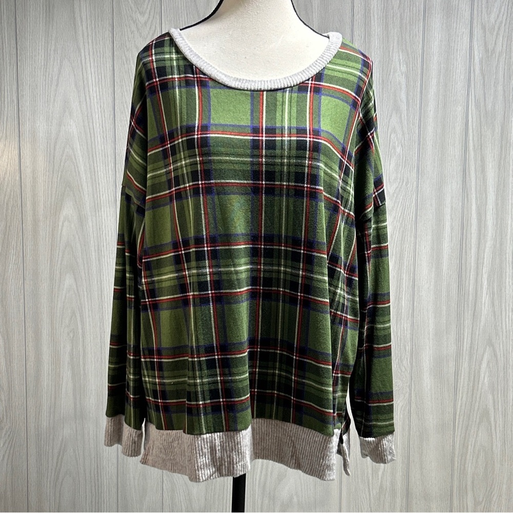Unicorn Tribe Lightweight Plaid Sweater Size Large